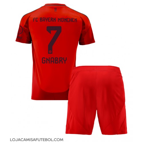 Camisa de Futebol Bayern Munich Serge Gnabry #7 Equipamento Principal Infantil 2024-25 Manga Curta (+ Calças curtas)